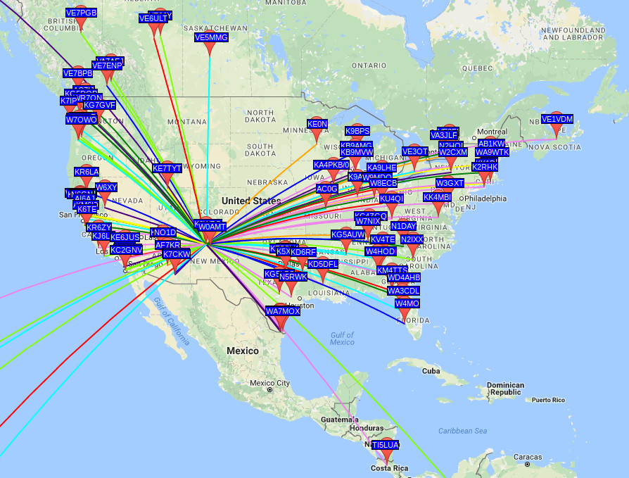 WSPR North America map